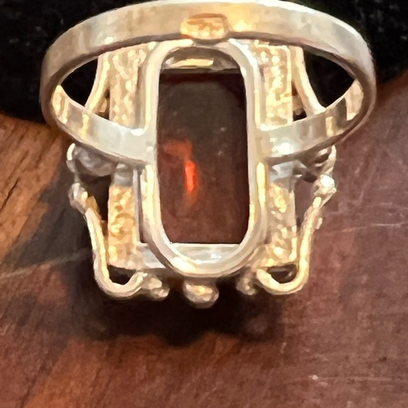 Vintage amber and sterling silver ring - Picture 3 of 6